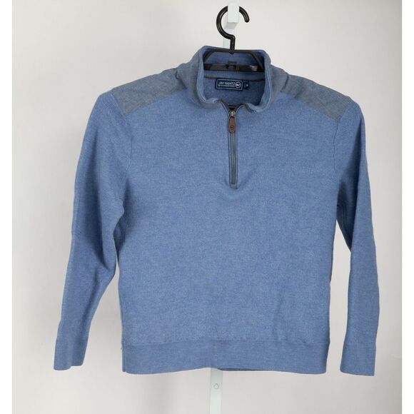 Jim Naatz by Vineyard Vines Sweater Men Medium Blue Merino Wool 1/4 Zip Pullover - Picture 1 of 12